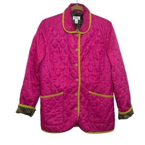 Vtg Lilly Pulitzer Girls Size 8 Palm Tree Embroidered Pink Quilted Chore Jacket